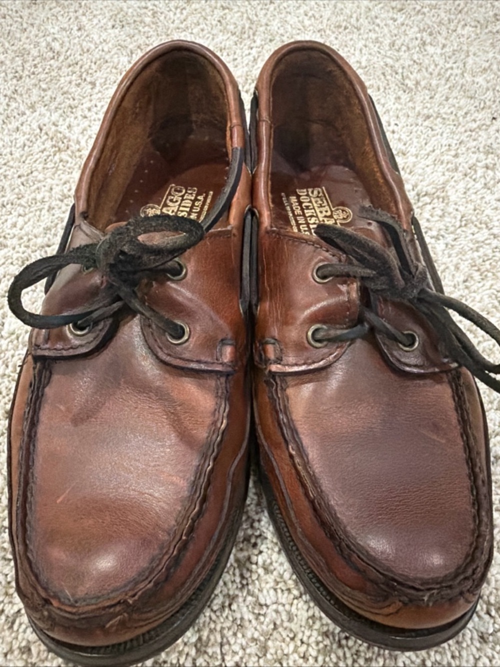 Sebago Dockside Schooner Brown Leather Boat Shoes - Men 9 / 43